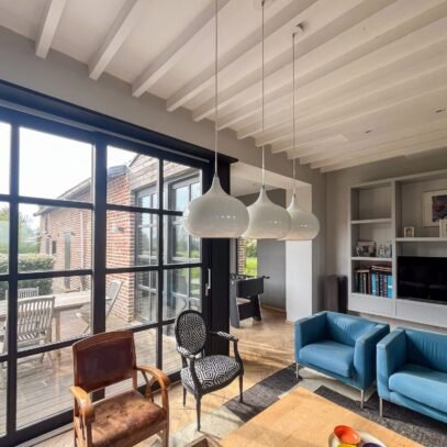 Renovated French House for Sale in Lille: Discover a Rare U-Farm Estate with Modern Comfort and Scenic Grounds in Quesnoy-sur-Deûle